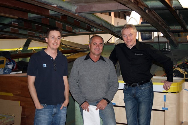 Richard Elliott (Urban Voyage), Ian Cook (CEO Yachting Developments) and Steve Osborn (Gen-i’s Service Line Manager for Open Source Solutions and the New Zealand Super Computing Centre) onboard Superyacht ‘Bristolian’ - Super Computer accelerates Superyacht design © Richard Elliott