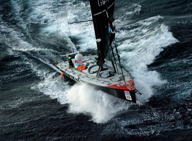 Alex Thompson runs for a safe port in the Velux 5 Oceans race © onEdition http://www.onEdition.com