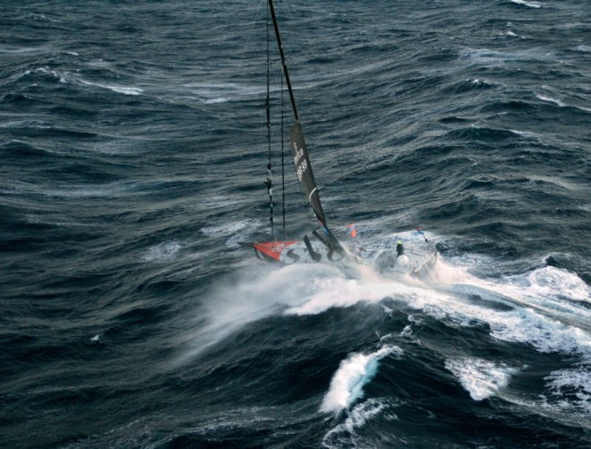 Alex Thompson runs for a safe port in the Velux 5 Oceans race © onEdition http://www.onEdition.com