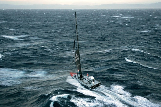 Alex Thompson runs for a safe port in the Velux 5 Oceans race © onEdition http://www.onEdition.com