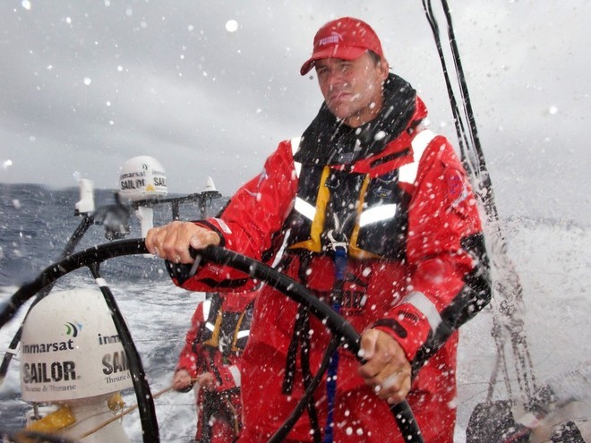 Rick Deppe/PUMA Ocean Racing/Volvo Ocean Race<br />
Skipper Ken Read helming PUMA Ocean Racing in rough seas heading towards Cape Town, on leg 1 of the Volvo Ocean Race<br />
<br />
 © Volvo Ocean Race http://www.volvooceanrace.com