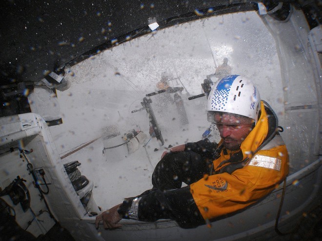 Michael Pammenter having a break during his watch, as Telefonica Blue approach the Southern Ocean, on leg 5 of the Volvo Ocean Race, from Qingdao to Rio de Janeiro © Gabriele Olivo/Telefonica Blue/Volvo Ocean Race http://www.volvooceanrace.org