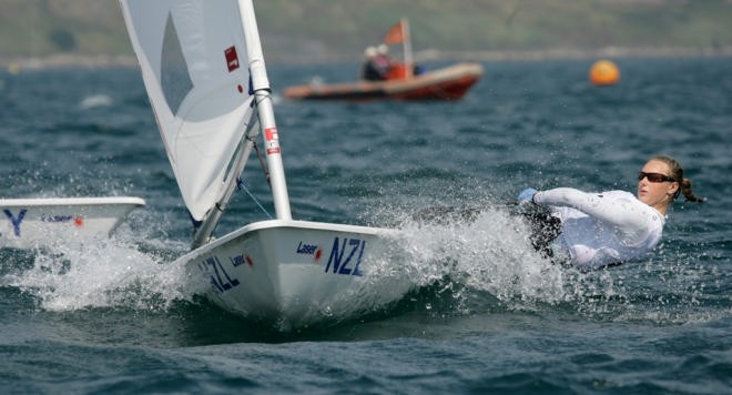 Cushla Hume-Merry gives it her all on the Laser Radial at the Volvo Youth Worlds 2006. © onEdition http://www.onEdition.com