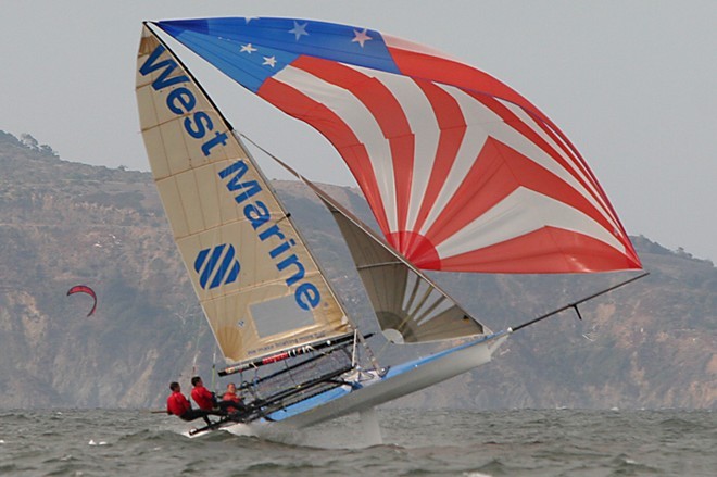 West Marine leaps -Ronstan Bridge to Bridge Race San Francisco © Crosbie Lorimer http://www.crosbielorimer.com