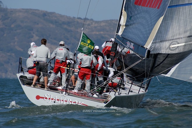 Larry Ellison and Gavin Brady in the Rolex Big Boat Series, San Francisco © Erik Simonson/ h2oshots.com