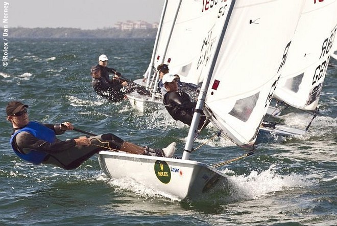 Laser class: GBR’s Nick Thompson followed by GBR’s Robert Godwin ©  Rolex / Dan Nerney