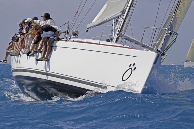Lazy Dog. Day two of The 29th St. Maarten Heineken Regatta was another windy day with a steady 25 to 30 knots which made for plenty of action. Broken mast, blown spinnakers, round-ups etc was the norm for a second day.  © Bob Greiser/ Outsideimages.co.nz/LouisVuitton Trophy http://www.outsideimages.co.nz