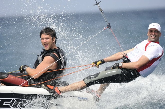 Pols brothers (NED) celebrating their first bullet, 2009 Aruba Heineken Catamaran Regatta © Steve Arkley http://www.sailshots.co.uk