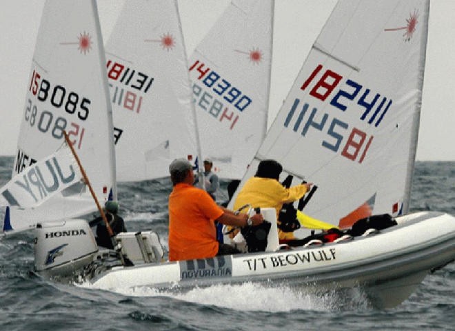 An on the water judge penalised Paige Railey for her second infringement of RRS42, forcing her retirement from the second race today © Rich Roberts http://www.UnderTheSunPhotos.com