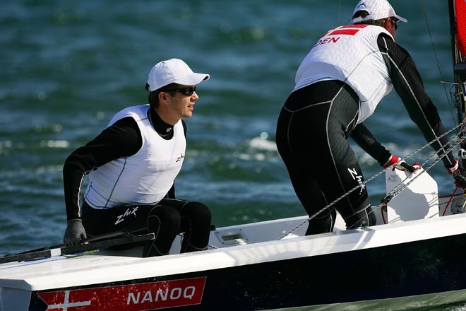 Crown Prince Frederik (L) of Denmark and his partner Chris Meehan  in the Taser Class -Sydney 2009 World Masters Games  © Getty Images