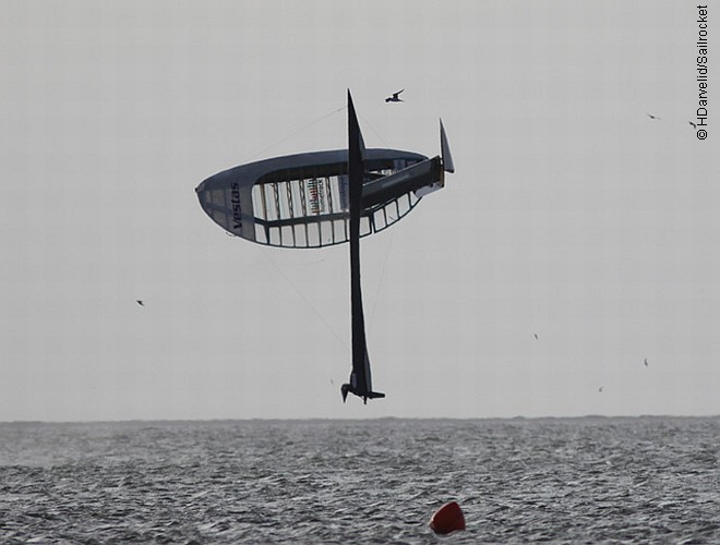 Vestas Sailrocket flips after record run  - image HDarvelid/Sailrocket © Sailrocket http://www.sailrocket.com