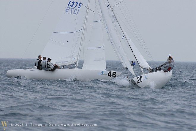 Smith crosses Dwyer/Beadsworth on port - Race 5 2008 Etchells Worlds - Chicago © Tim Wilkes http://www.TimWilkes.com