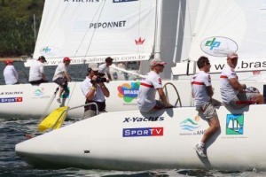 James Spithill and the Luna Rossa crew have Thierry Peponnet’s K-Challenge tucked well to leeward in the Brazil Sailing Cup final. (Wander Roberto/Brazil Sailing Cup photo copyright WMRT http://www.worldmatchracingtour.com taken at  and featuring the  class