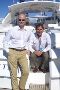 Fairline marketing manager, Bryan Jones (left) made the trip down to Australia to announce his company’s link with Mark Chapman (right). © Powerboat-World.com http://www.powerboat-world.com