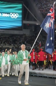 Colin Beashel flagbearer for Australia at Athens 2004 Olympics photo copyright Michelle Steele Getty Images taken at  and featuring the  class