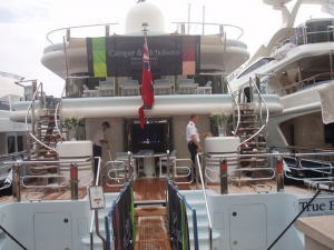 Mega Yacht True Believer in Monaco Harbour photo copyright Charter World http://www.charterworld.com.au taken at  and featuring the  class