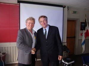 Double Olympic medallist, Rex Sellers (right) takes over the YNZ Presidency from Geoff Thorpe. photo copyright Richard Gladwell www.photosport.co.nz taken at  and featuring the  class