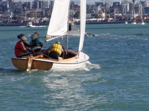 An M-class crew is all concentration as the dodge the ebbing tide on the Waitemata Harbour photo copyright Richard Gladwell www.photosport.co.nz taken at  and featuring the  class