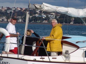 Class designer, Des Townson (right), viewing the Pied Piper Nationals from his immaculate 34fter, Talent photo copyright Richard Gladwell www.photosport.co.nz taken at  and featuring the  class