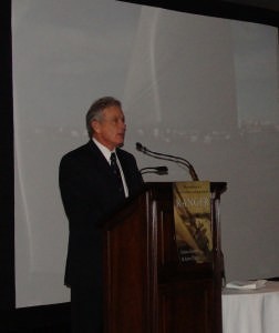 <b>Former RNZYS Commodore, Bill Endean, placed Ranger in her historical context</b> © Sail-World.com/NZ 