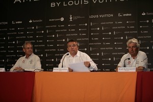 The top table of Hamish Ross, Michel Bonnefous and Brad Butterworth at the Protocol Media Conference photo copyright Gilles Martin-Raget http://www.martin-raget.com/ taken at  and featuring the  class