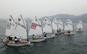 Tight pack on the Oppie start line - HK Int Dinghy Open 2006 © Guy Nowell http://www.guynowell.com