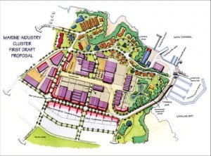 Detailed draft plan for the superyacht facilities at Hobsonville, which is bordered on two sides by the sea including a deep water channel. photo copyright Star PR www.starpublicrelations.co.nz taken at  and featuring the  class
