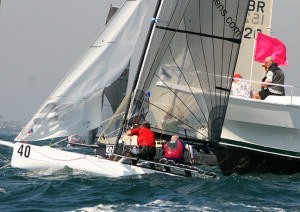 Australia’s Grant Geddes and Daniel Wilsdon recovered from this encounter with a committee boat to finish 11th Tuesday  © Rich Roberts http://www.UnderTheSunPhotos.com