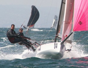 Crew Trevor Baylis, with wife Tina driving, came though to take second place in the I-14 Worlds -  © Rich Roberts http://www.UnderTheSunPhotos.com