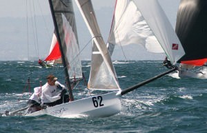 Shark Kahn and crew Paul Allen excelled in big breeze to win Saturday for 3rd in  the regatta - <br />
 © Rich Roberts http://www.UnderTheSunPhotos.com