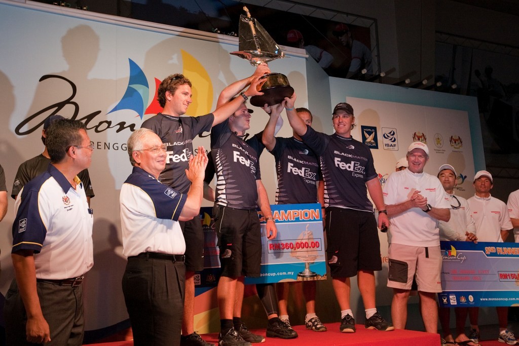 ( From left) Ahmad Shabery Cheek, YAB Dato Seri Najib Tun Abdul Razak, Prime Minister of Malaysia handing over the ISAF Match Racing World Championship Trophy -Photo by Gareth Cooke Subzero Images photo copyright Gareth Cooke Subzero Images/Monsoon Cup http://www.monsooncup.com.my taken at  and featuring the  class