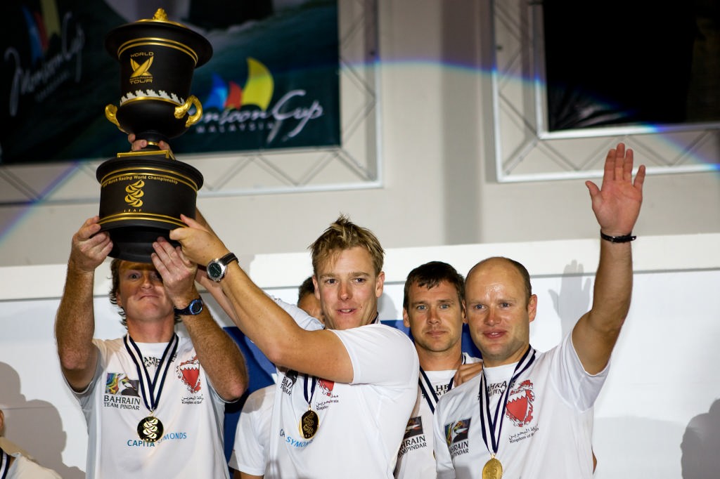 2008 Monsoon Cup. Ian Williams and crew celebrating after winning the World Match Racing Trophy (Sunday the 7th December 2008). 
 photo copyright Sander van der Borch - SubZero Images http://www.subzeroimages.com taken at  and featuring the  class