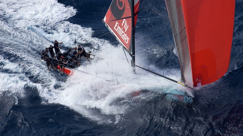 Emirates Team New Zealand break out the snorkels downwind in the Audi MedCup in Cartagena, Spain. © Ian Roman/Audi MedCup http://2008.medcup.org/home/