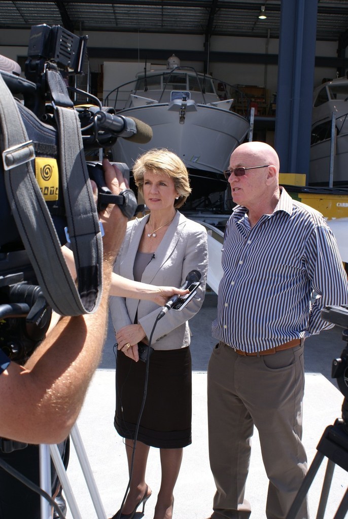 Television camera crews, radio and print journalists were on hand to catch up with the Deputy Leader of the Oppositon and Maritimo CEO Bill Barry-Cotter. photo copyright SW taken at  and featuring the  class