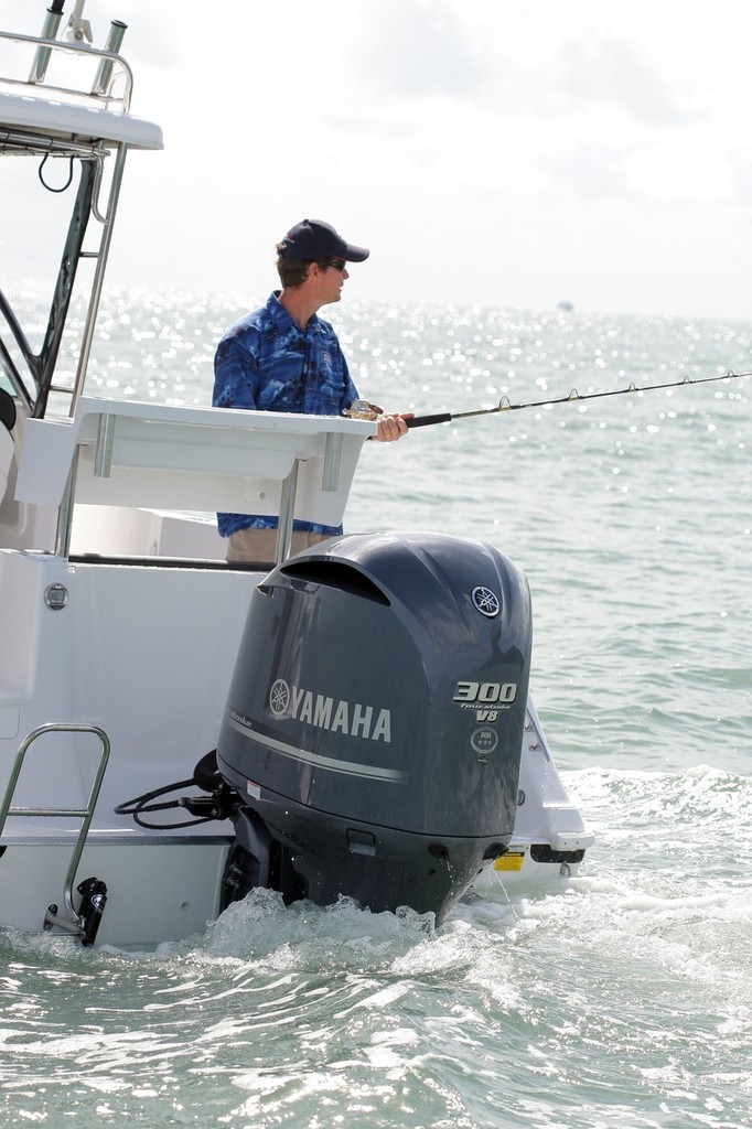 Business end of the Haines Hunter Patriot shows the gutsy new V8 from Yamaha.  © SW