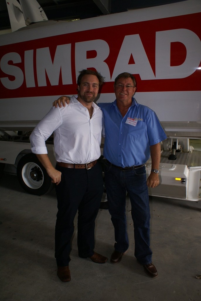 Maritimo marketing director Luke Durman (left) with ’Pacific Motor Yacht’ publisher Barry Thompson during the company’s media day.  © Bob Wonders