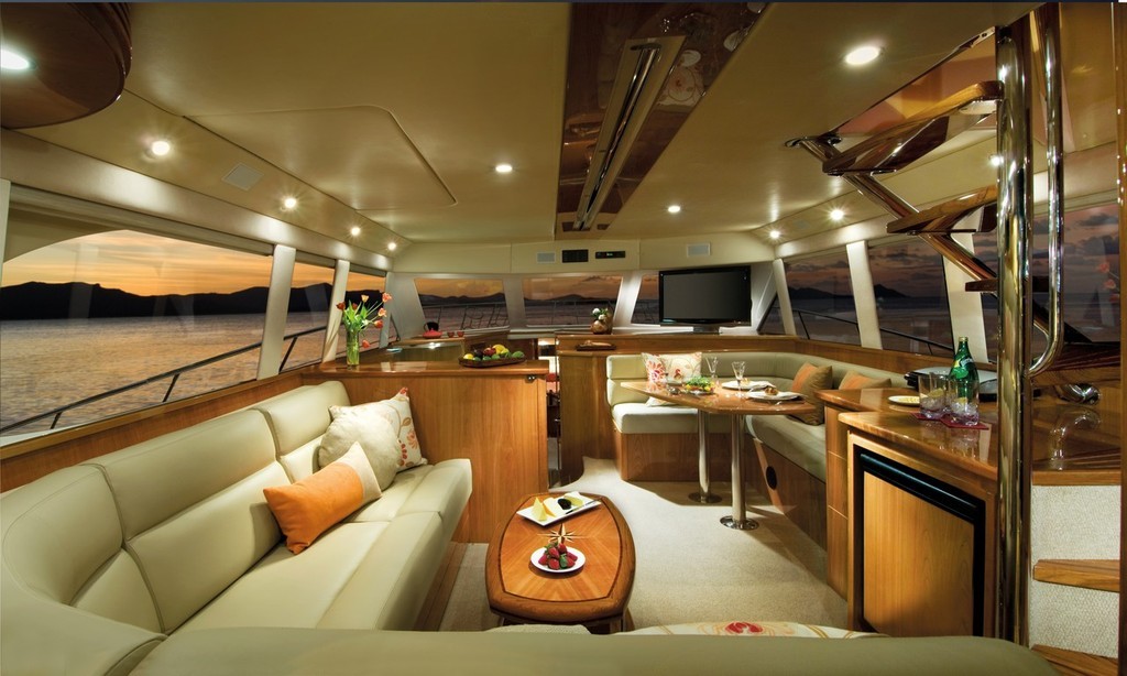 Luxurious interior of the Riviera 51 Enclosed Flybridge. photo copyright Denby Browning taken at  and featuring the  class