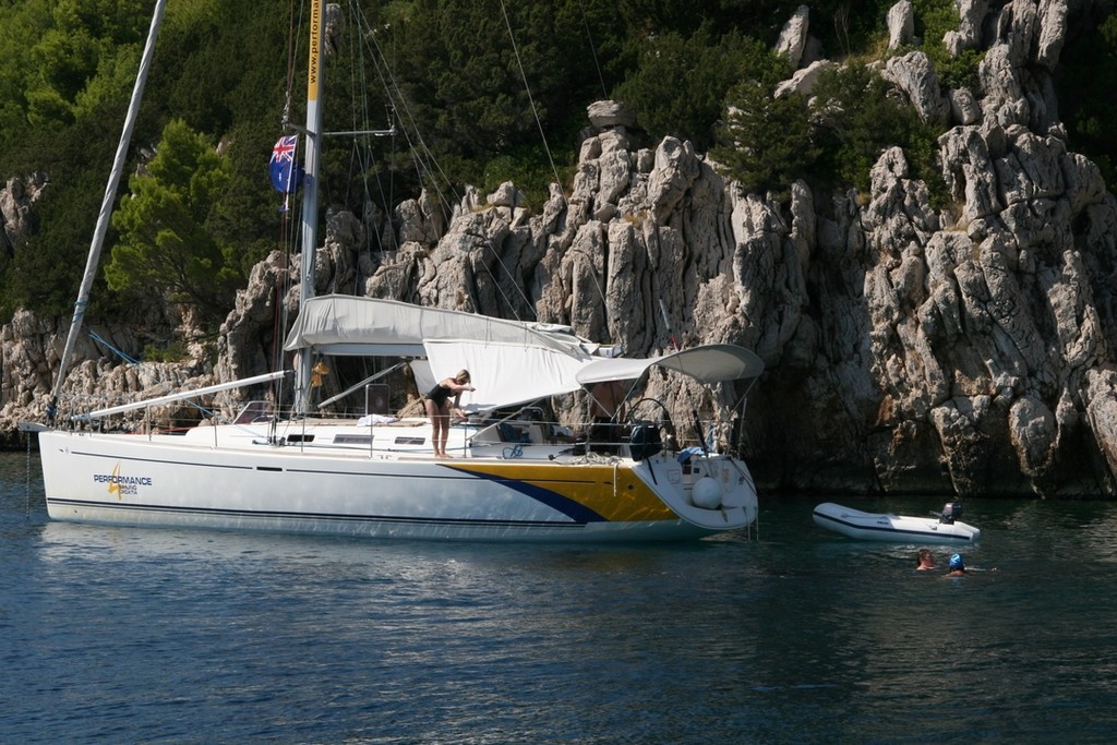 Lay days are as important - swim time - Croatia Yacht Rally 2009 photo copyright Maggie Joyce - Mariner Boating Holidays http://www.marinerboating.com.au taken at  and featuring the  class