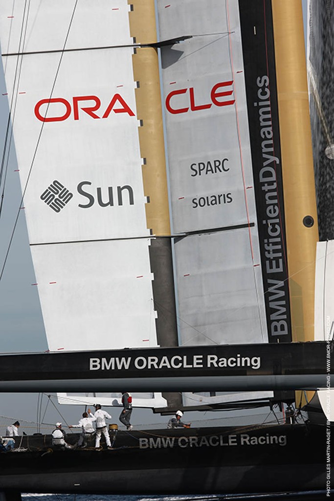 33rd America’s Cup - BMW ORACLE Racing - New sponsor logos © BMW Oracle Racing Photo Gilles Martin-Raget http://www.bmworacleracing.com