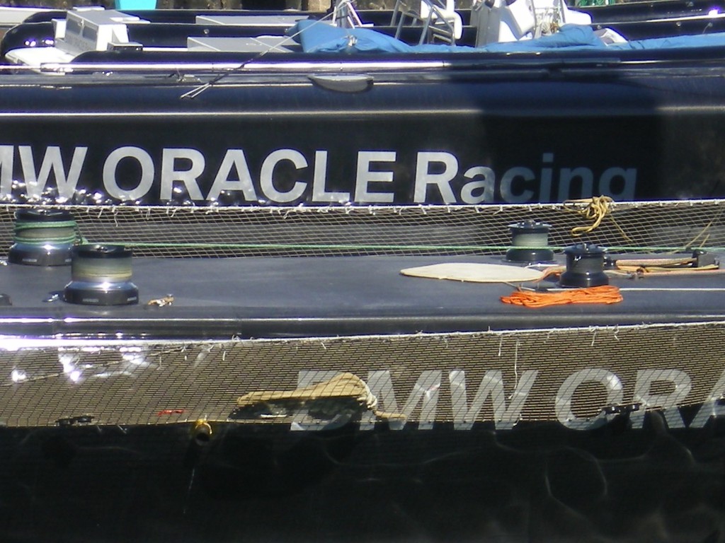 Next section after 0918, shows clean top to center hull, winches in clear view and no grinders - BMW Oracle Racing, San Diego 1 November 2009 © Rob Wagner