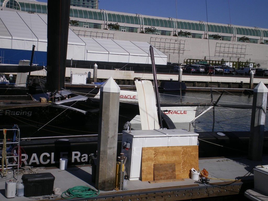 Dagger board and stiffener for right hull - BMW Oracle Racing, San Diego 1 November 2009 © Rob Wagner
