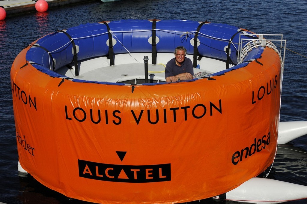 Louis Vuitton Pacific Series organiser, Bruno Trouble in ``Bruno&rsquo;s Buoy`` used in the 2007 Louis Vuitton Cup photo copyright Chris Cameron www.chriscameron.co.nz taken at  and featuring the  class