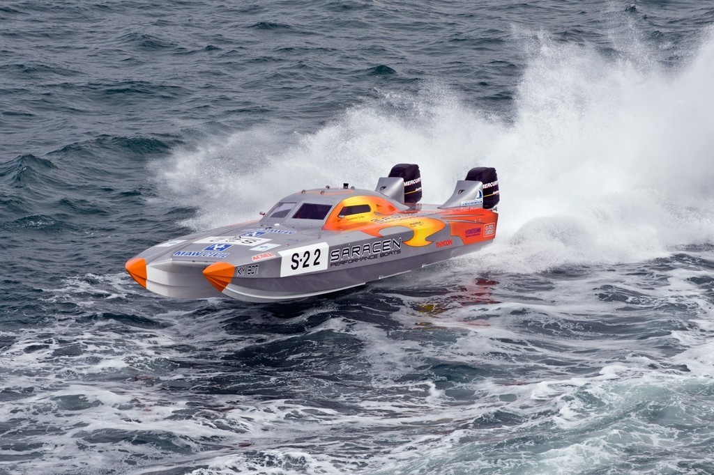 Antony deFina and Nigel Craven, aboard ’Saracen’, registered their second successive win in Supercat Outboard.  - Williamstown offshore © Andrew Gricks http://www.andrewgricksphotography.com