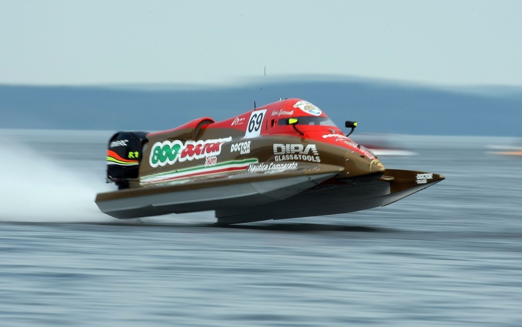 Lagiannella of Italy in the 800 Doctor powerboat F1 team pictured in action during practice for the UIM F1 Powerboat Grand Prix of Finland, on Lake Vesijarvi, Lahti, Finland. Picture by Paul Lakatos/Idea Marketing. © UIM F1 H2O World Championship http://www.f1boat.com