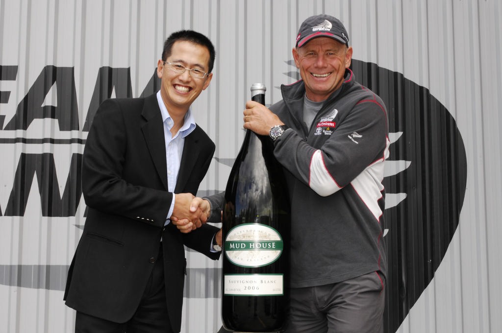 Emirates Team NZ CEO, Grant Dalton with Baden Ngan Kee. CEO of The Mud House Wine Company © Emirates Team New Zealand / Photo Chris Cameron ETNZ 
