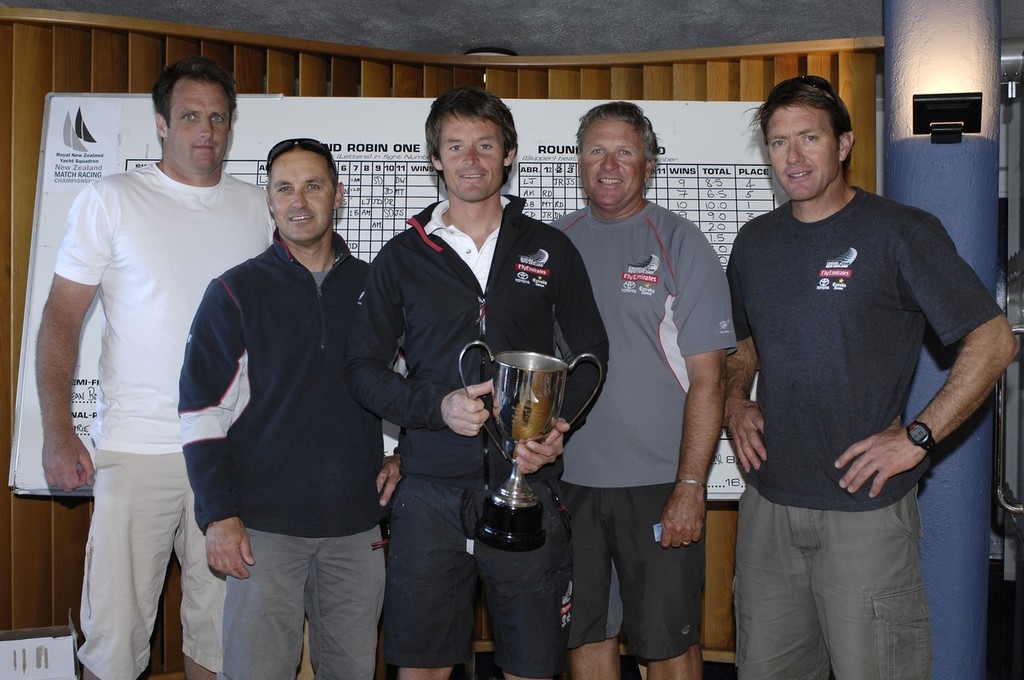 Rod Davis and his crew at Prizegiving – L to R; Chris Ward, Grant Loretz, Richard Meecham, Rod Davis, Tony Rae. © Chris Cameron/ETNZ http://www.chriscameron.co.nz