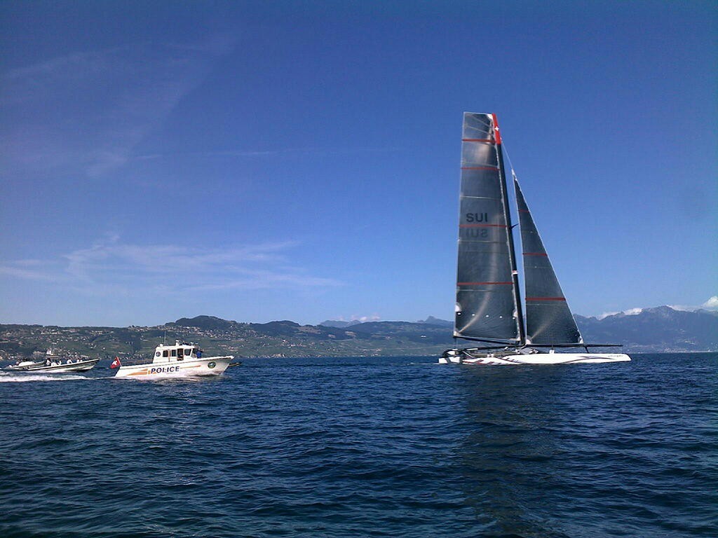 Alinghi 5 first sail on Lake Geneva 20 July 2009 © Alinghi Team www.alinghi.com