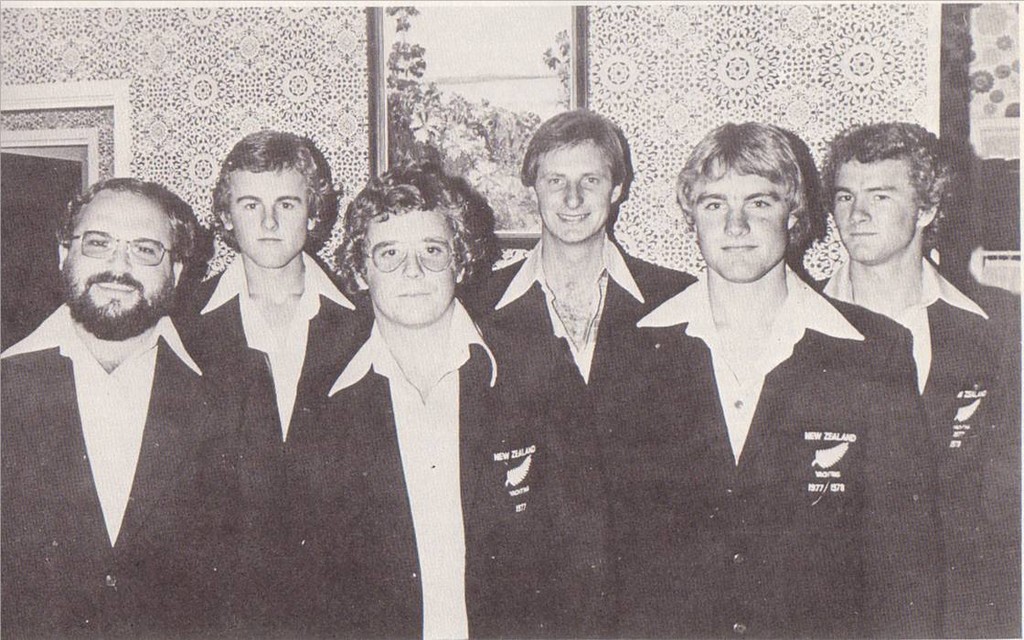 1977/78 Worlds OK Team (from left) Rod Pascoe, Manager; Rick Dodson, John Moyes; John Welson; Leith Armit and Tom Dodson. Armit finished second in the Worlds and Rick Dodson sixth. Both Dodsons became America's Cup winners - photo © Richard Gladwell 