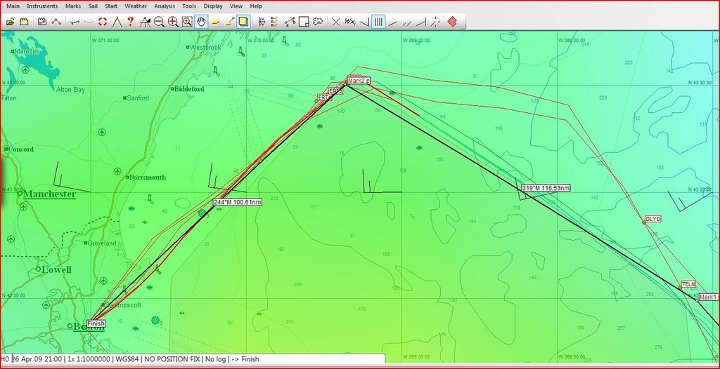 Position shot at 0500hrs local time (Boston). the wind at this juncture is 15kts, it is expected to shift right by 70 degrees over the course of the leg and will remain at 15-18kts with gusts of plus 20% on this strength. © Predictwind.com/iexpedition.org www.predictwind.com