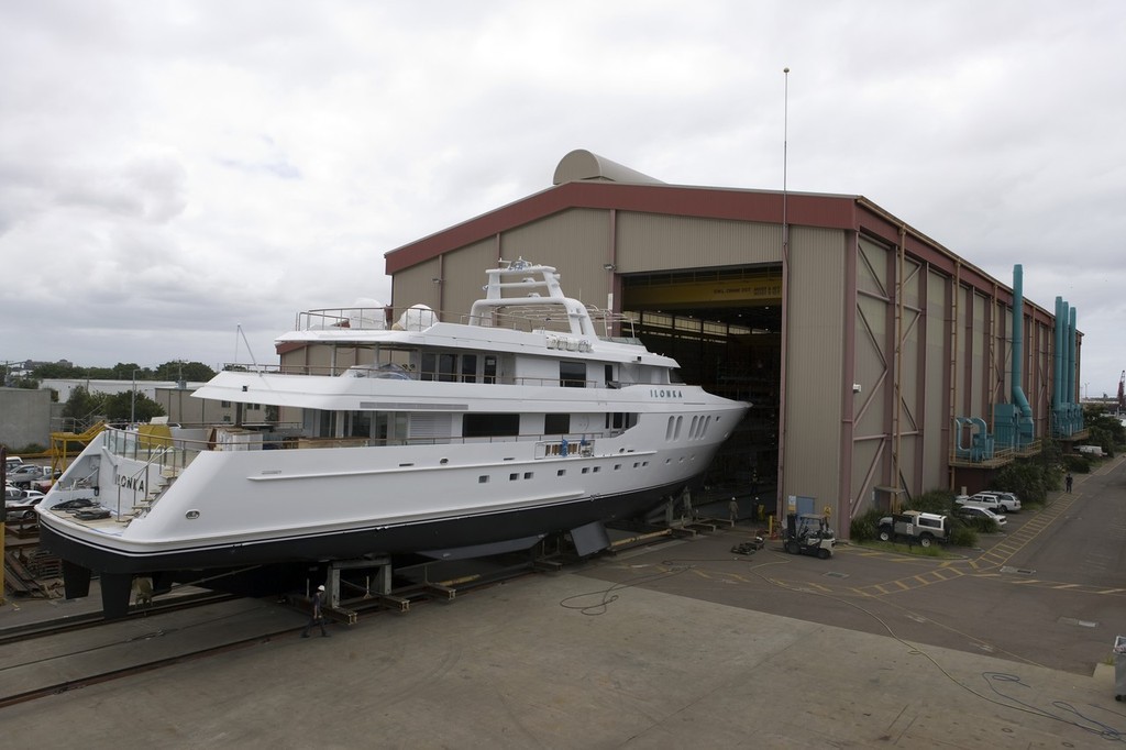 MY Ilonka coming out of refit shed - Azzura Marine Newcastle © Andrea Francolini / Azzura Marine http://www.afrancolini.com/